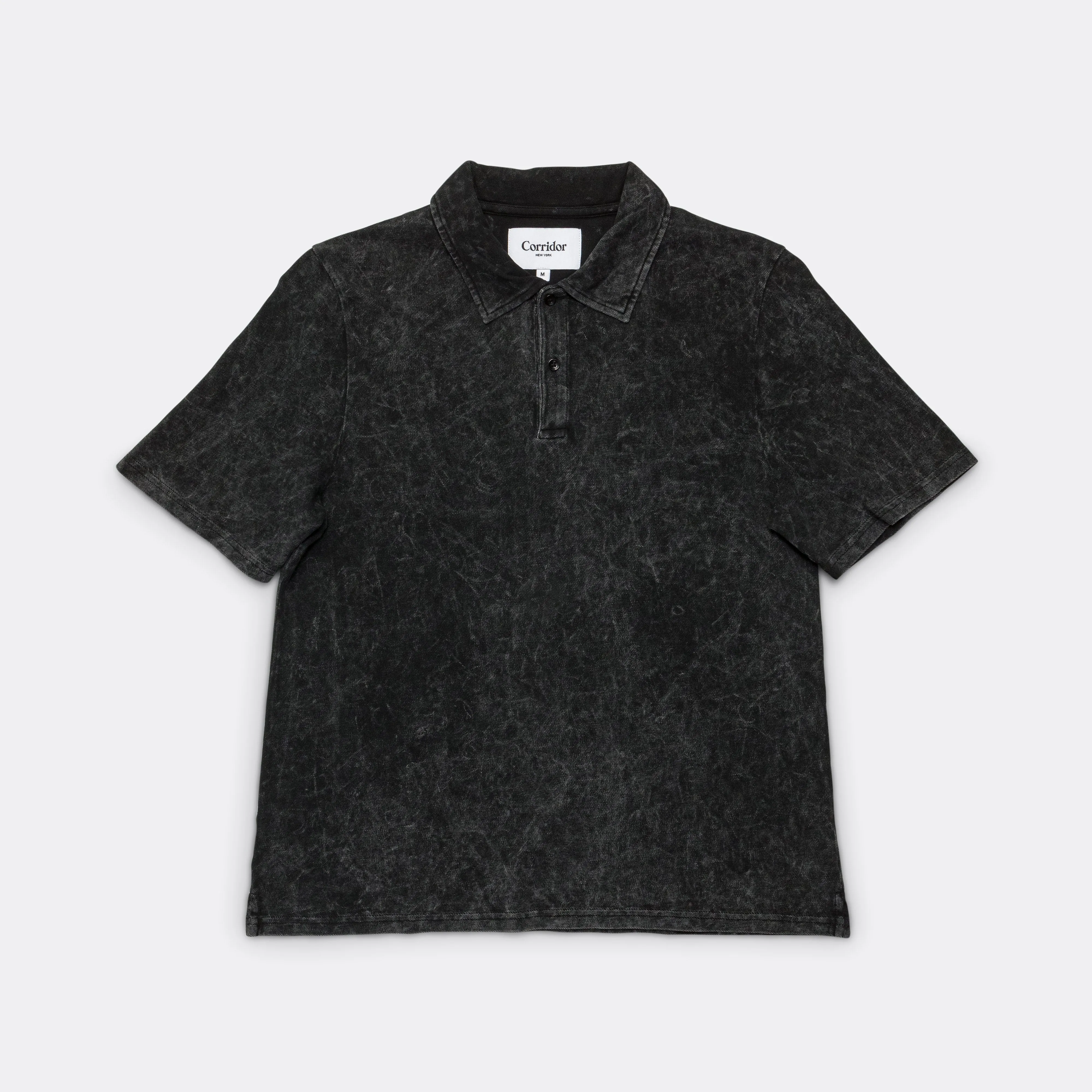 Acid Wash SS Polo - Black