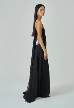 Adela Open Back Gown in Black