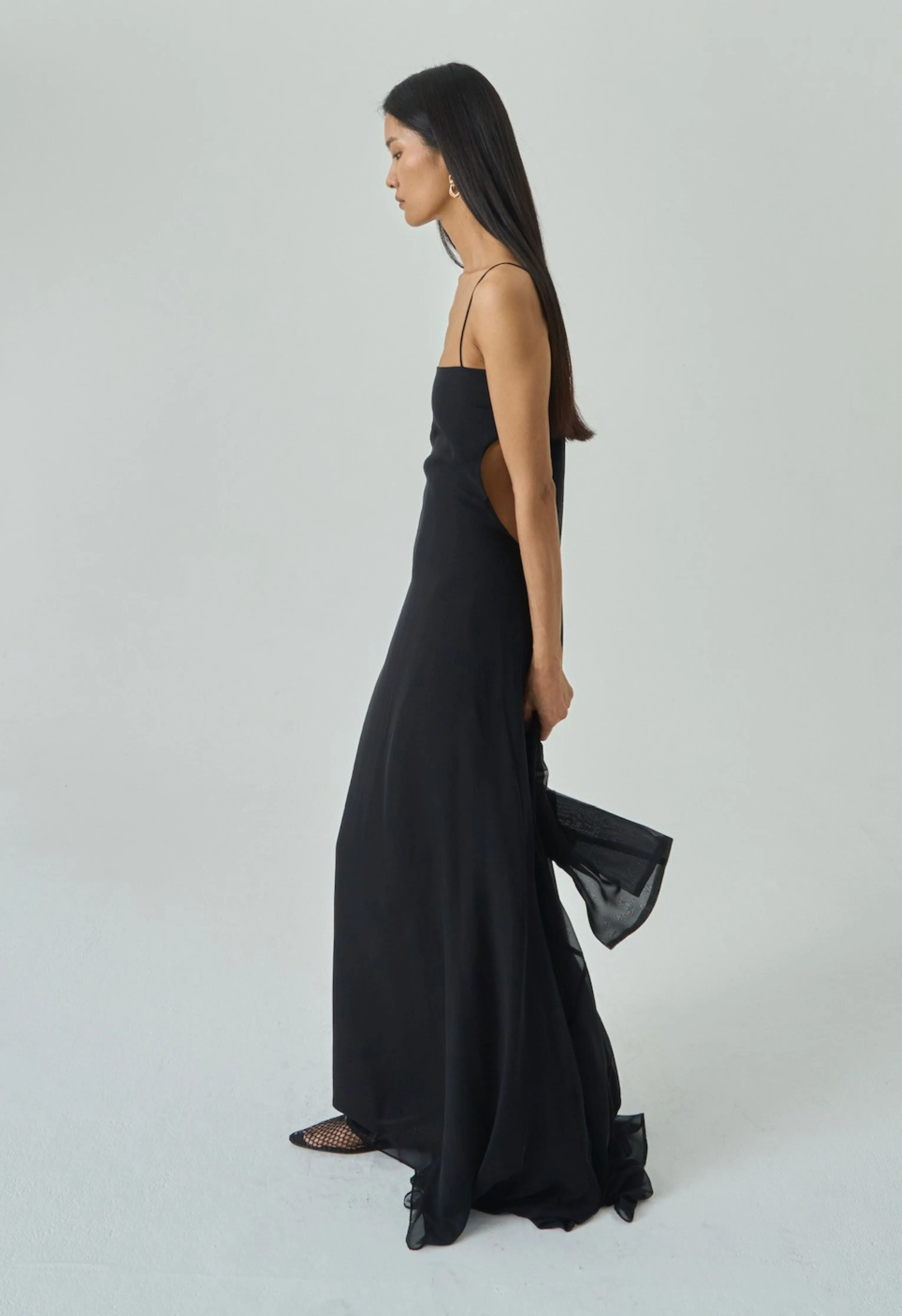 Adela Open Back Gown in Black