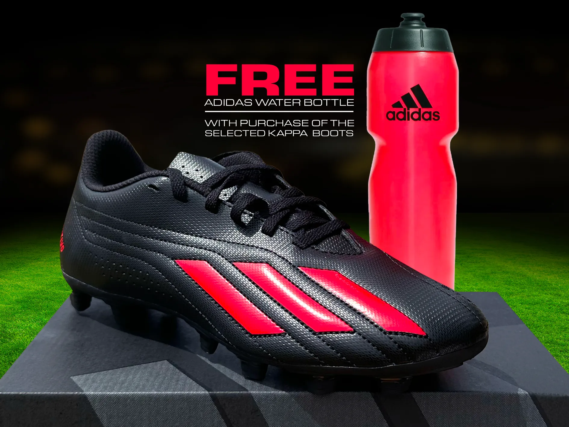 Adidas Mens Deportivo II FXG Boots with FREE Adidas Red Water Bottle <BR> HP2509