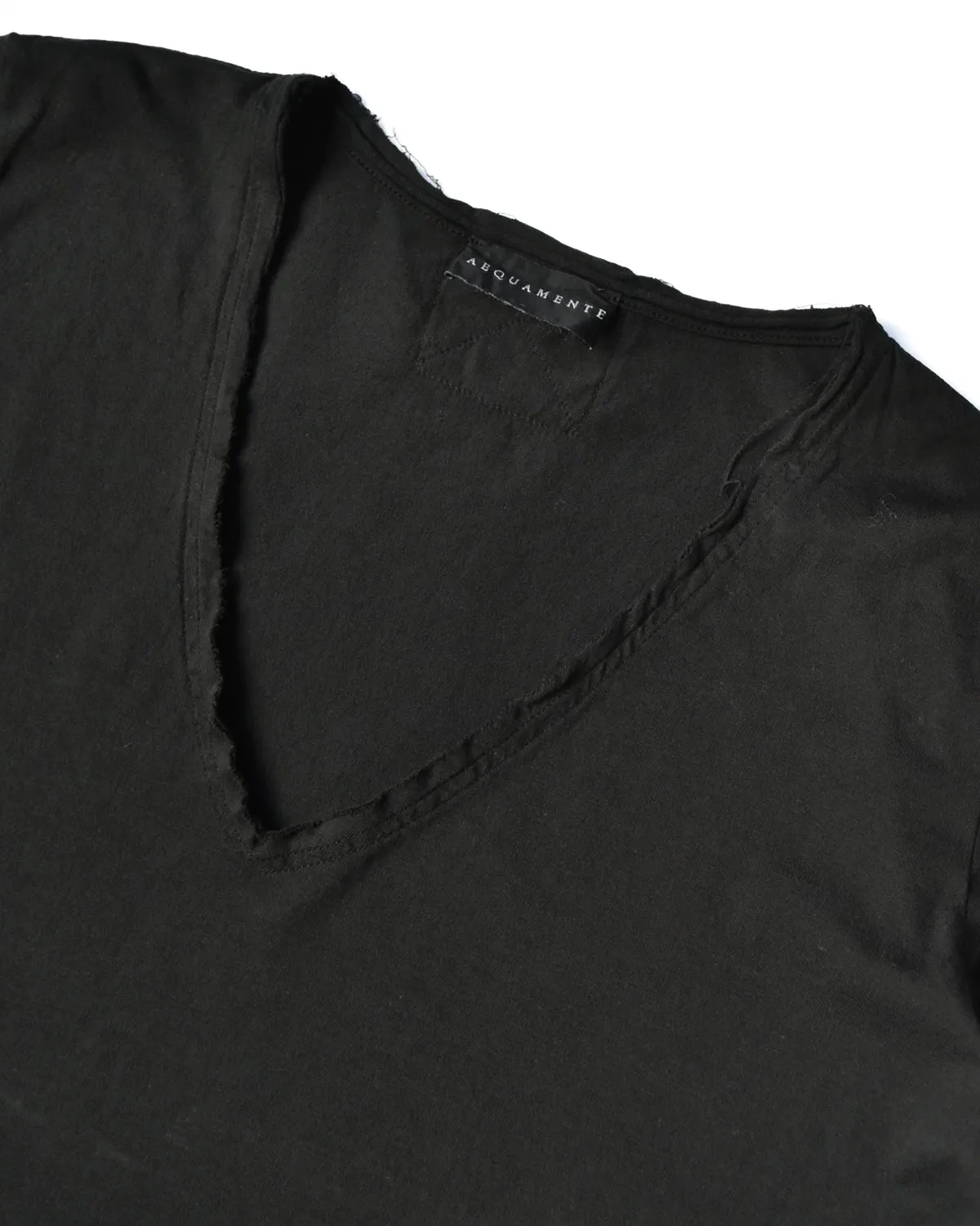 Aequamente Black Soft Cotton V-Neck Tee