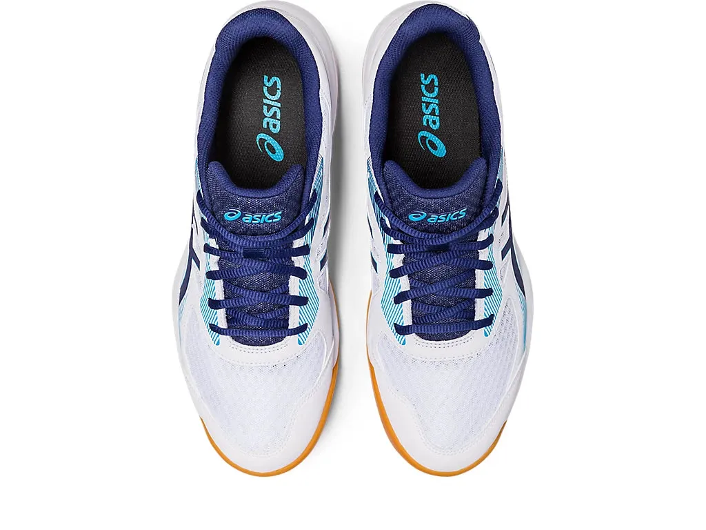 Asics Upcourt 5 Badminton Shoes - White/Indigo Blue