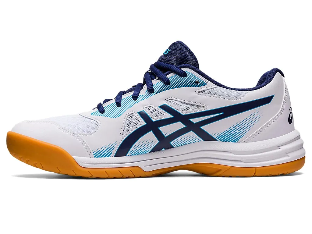 Asics Upcourt 5 Badminton Shoes - White/Indigo Blue