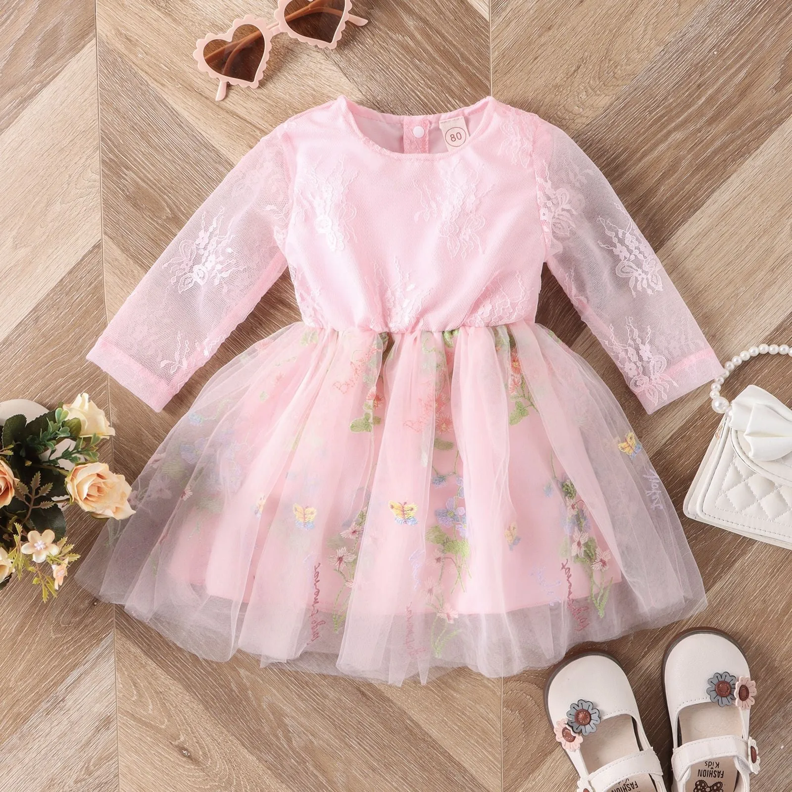 Baby Kid Girls Flower Embroidered Dresses Wholesale 24011123