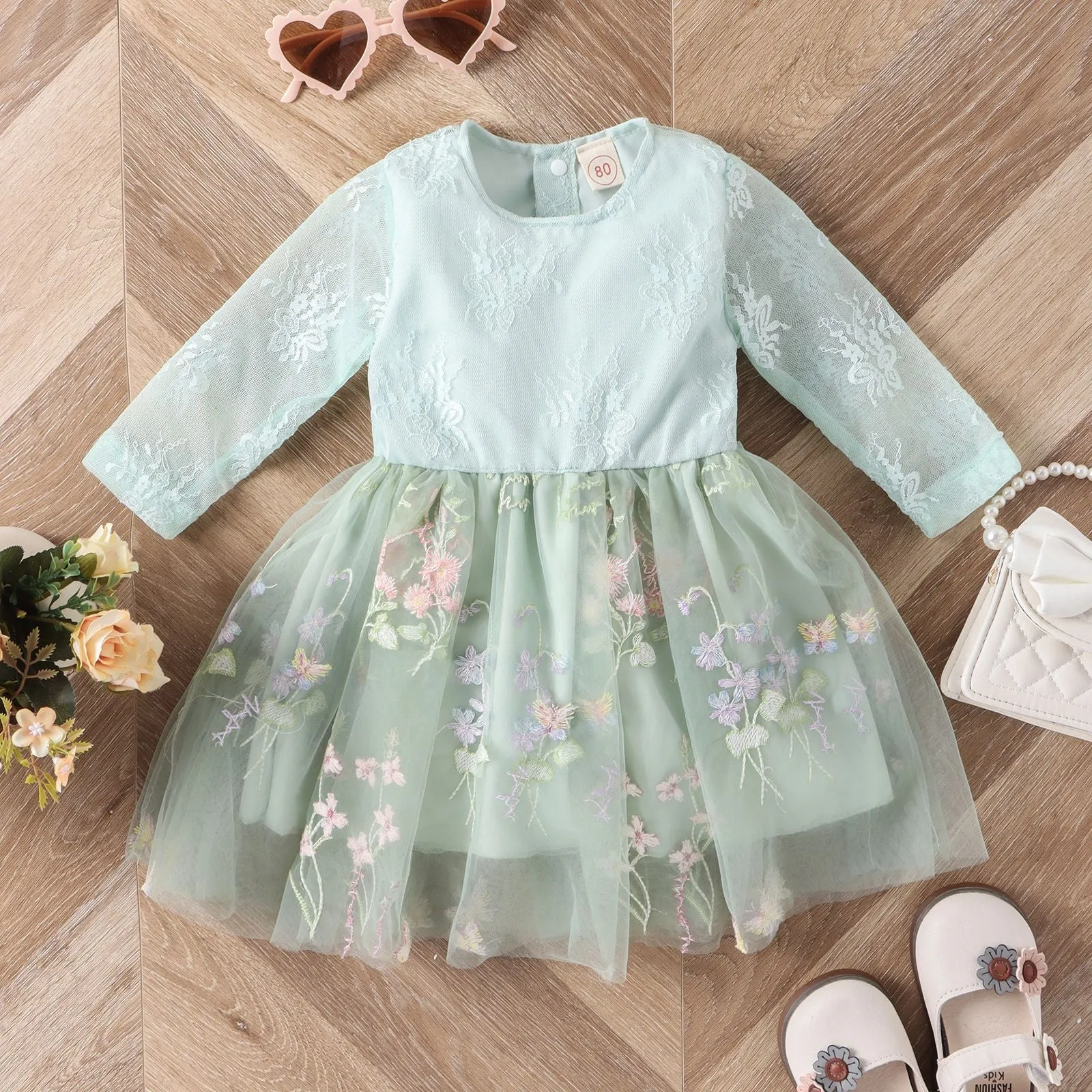 Baby Kid Girls Flower Embroidered Dresses Wholesale 24011123