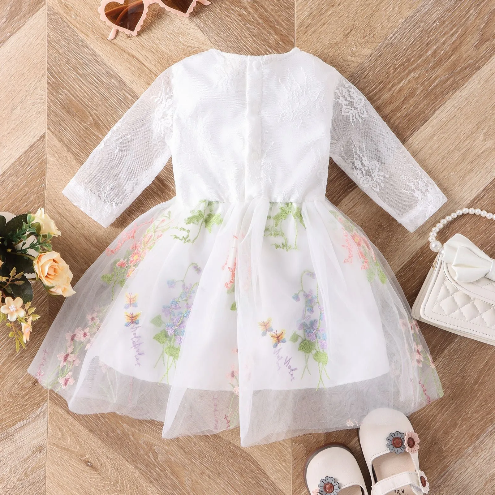 Baby Kid Girls Flower Embroidered Dresses Wholesale 24011123