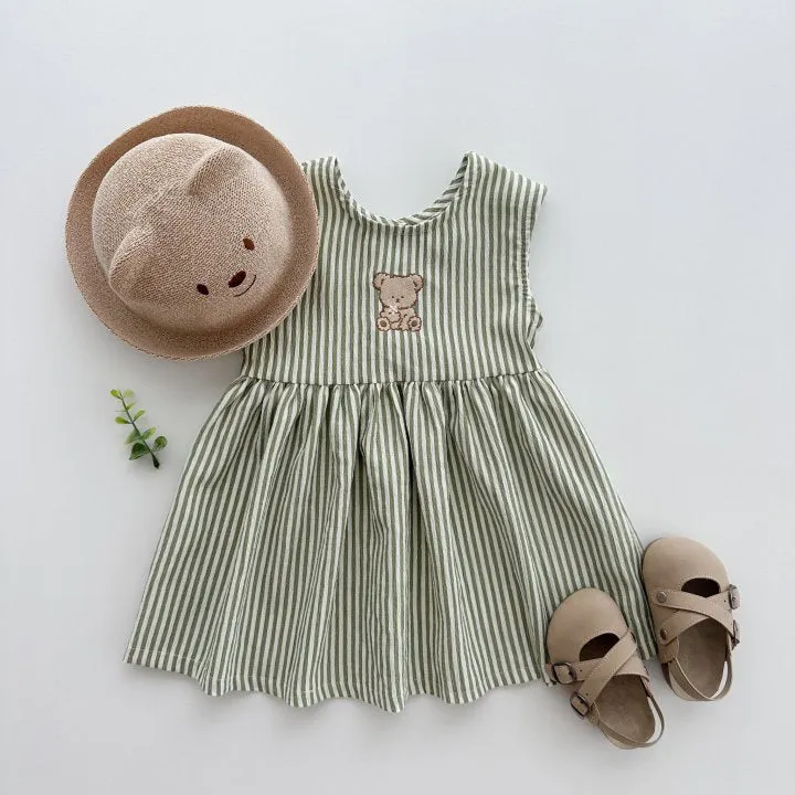 Baby Kid Girls Striped Cartoon Dresses Wholesale 24030130