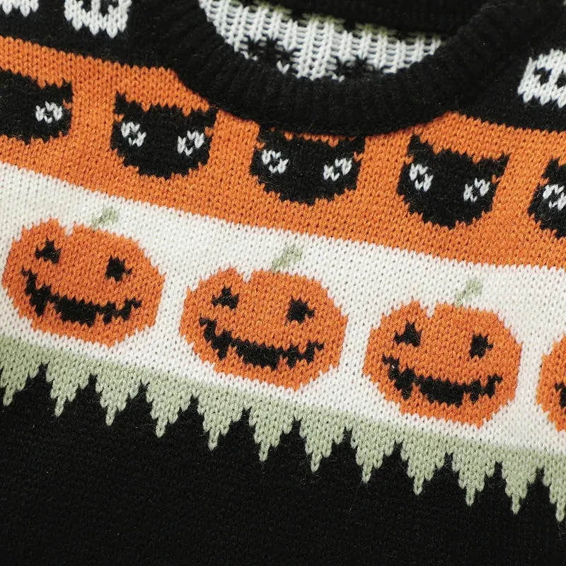 Baby/Toddler (to 3T) Boys Halloween Sweater - Pumpkin Cats