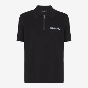 Balmain Embroidered Signature Zipped Polo Shirt