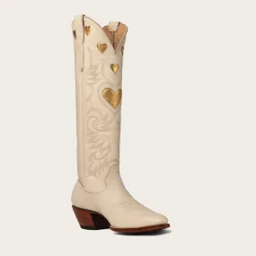 Bone & Gold Heart Print Ankle Boots - Stylish & Trendy Footwear for Comfort and Fashion