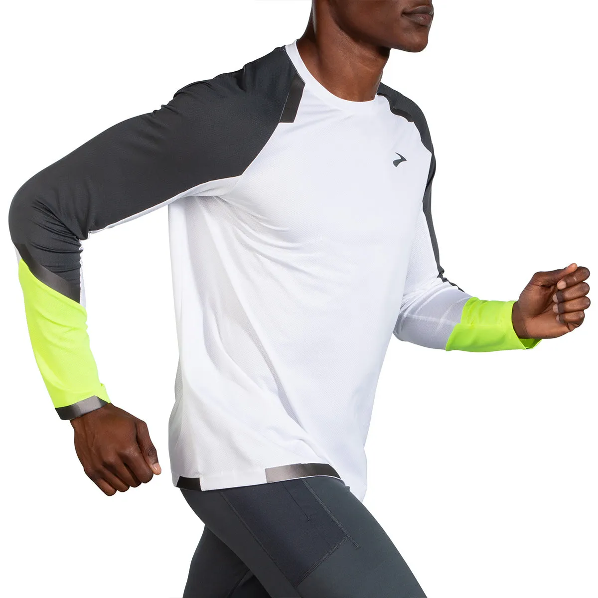 Brooks Run Visible Long Sleeve Mens | White/asphalt/nightlife