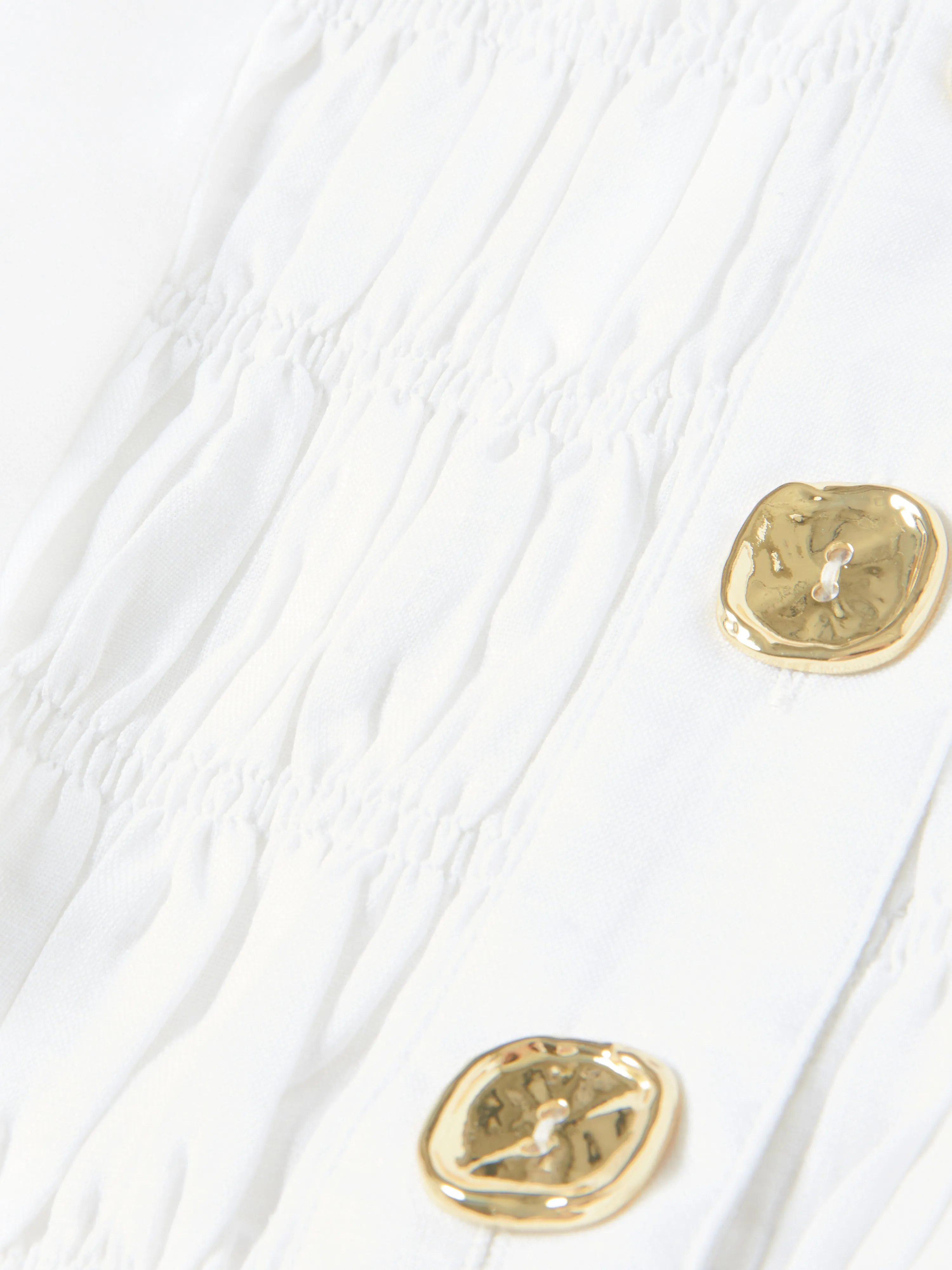 Button Detail Linen Kaftan | White