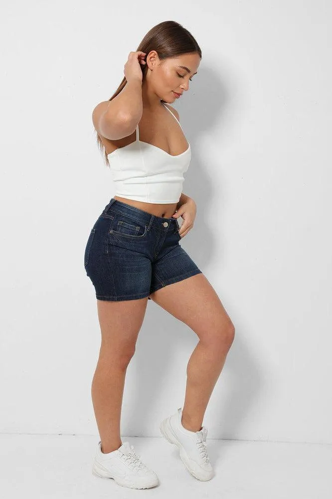 Dark Blue Denim Boy Style Shorts