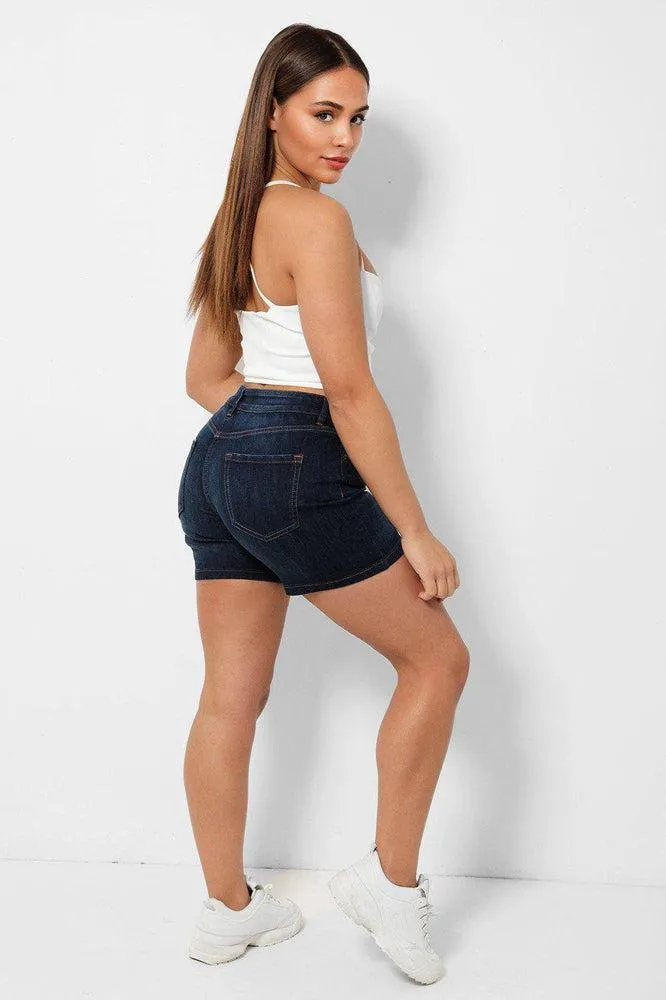 Dark Blue Denim Boy Style Shorts