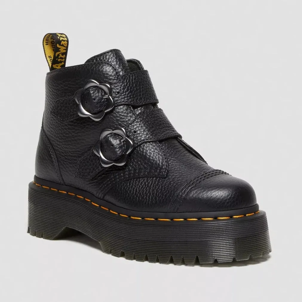 Dr. Martens Women's Devon Quad Flower Buckle - Black Milled Nappa