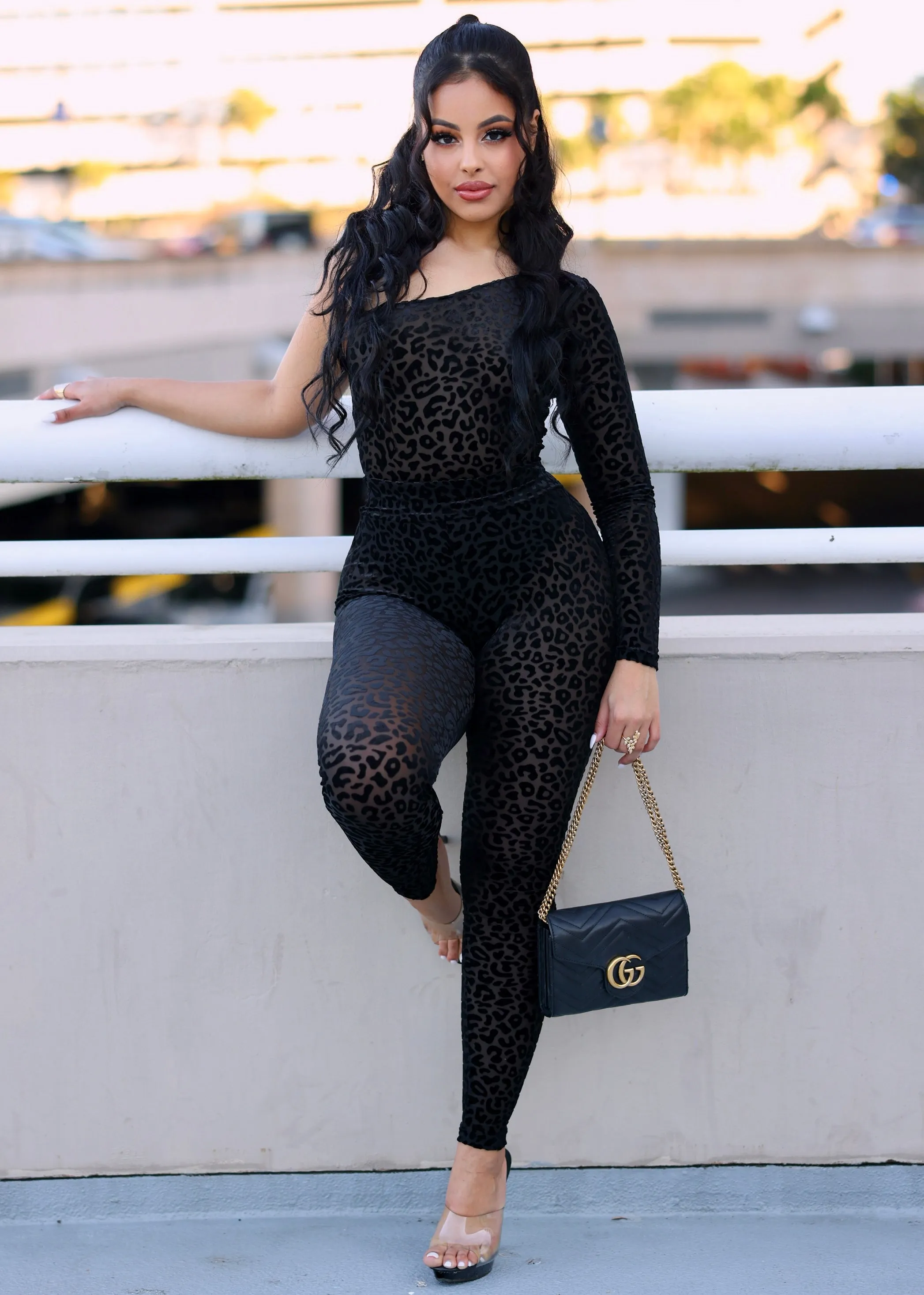 Emany Bodysuit and Leggings Two Piece Set  - Black