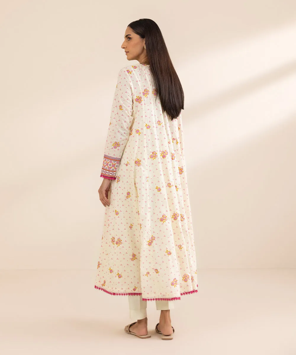 Embroidered Flared Lawn Shirt