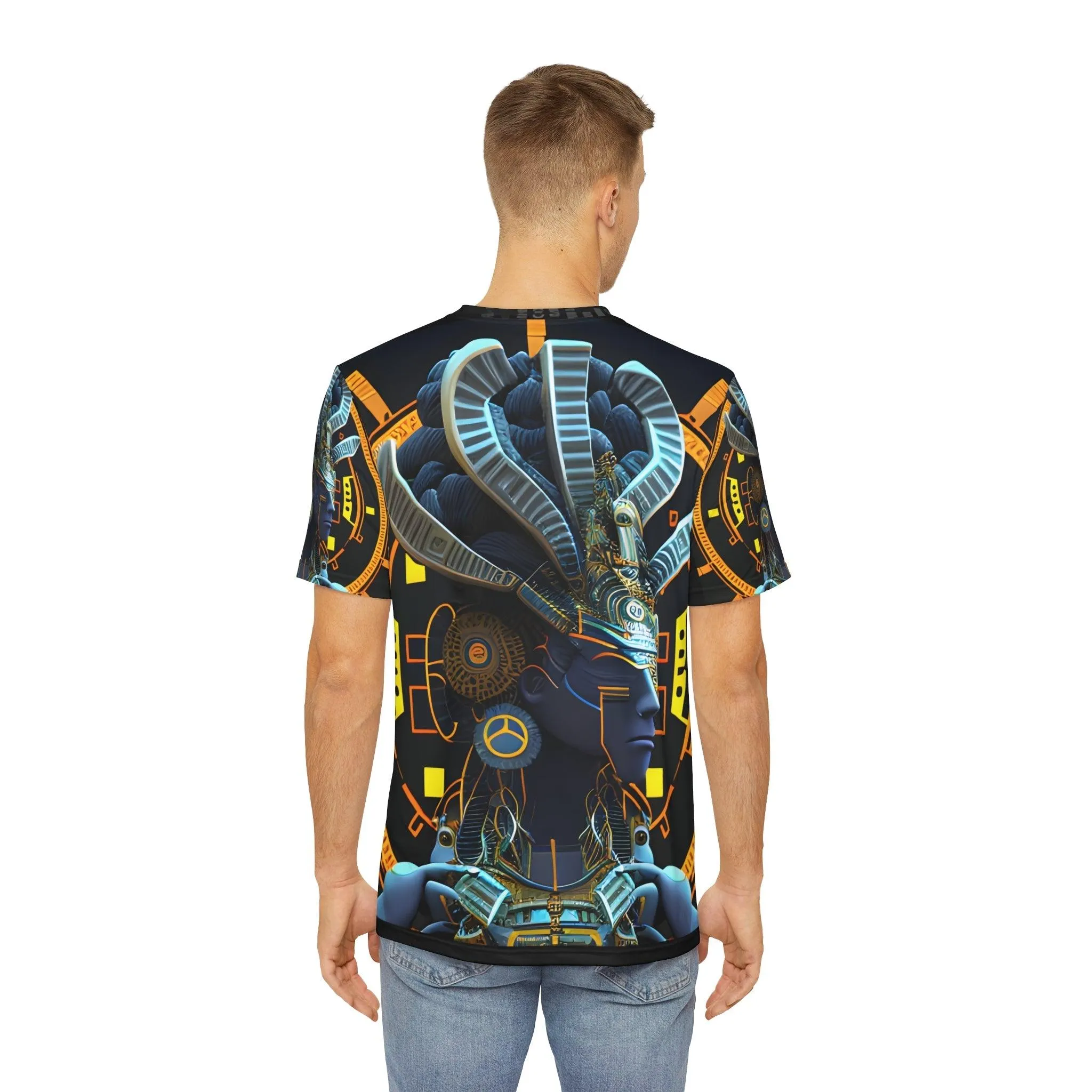 Epic CE Series - Mayan Aztec Robot Alien Warrior Diety - All Over Print (AOP) / Sublimation Design - Digital AI Art T-Shirt for Street or Festival Wear