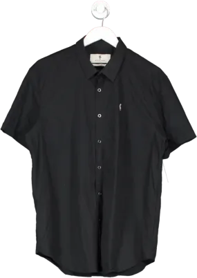 Father Sons Black Boxy Stretch Short Sleeve Shirt UK XL