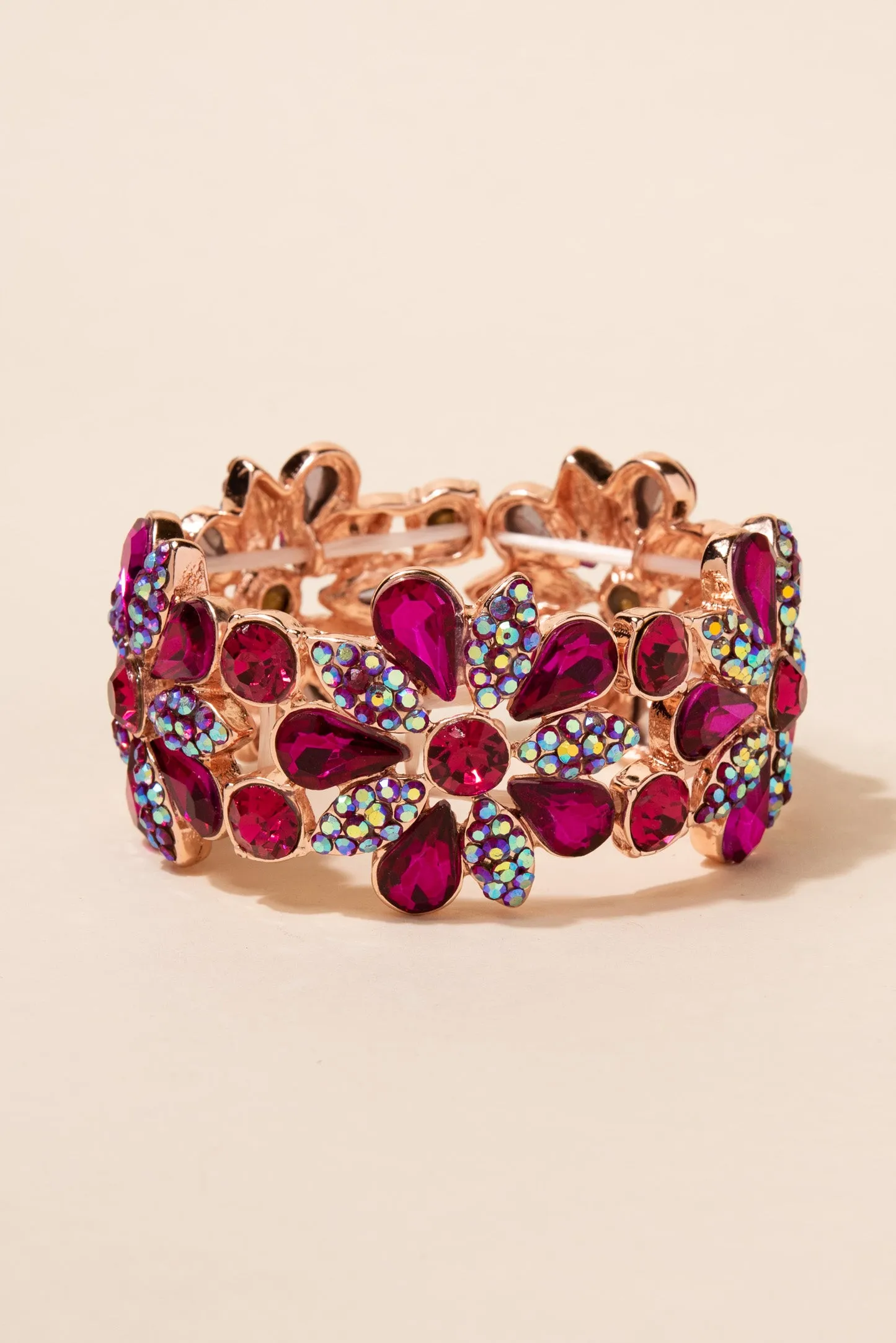 Floral Austrian Crystal Stretch Bracelet