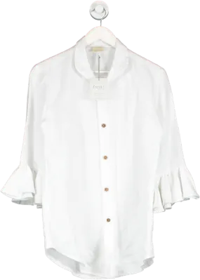 Freya Lillie White Marcia Frilled Linen Shirt UK S/M