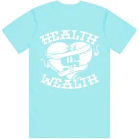 HEALTH IS WEALTH : Celadon Sneaker Tees Shirt (white ink)