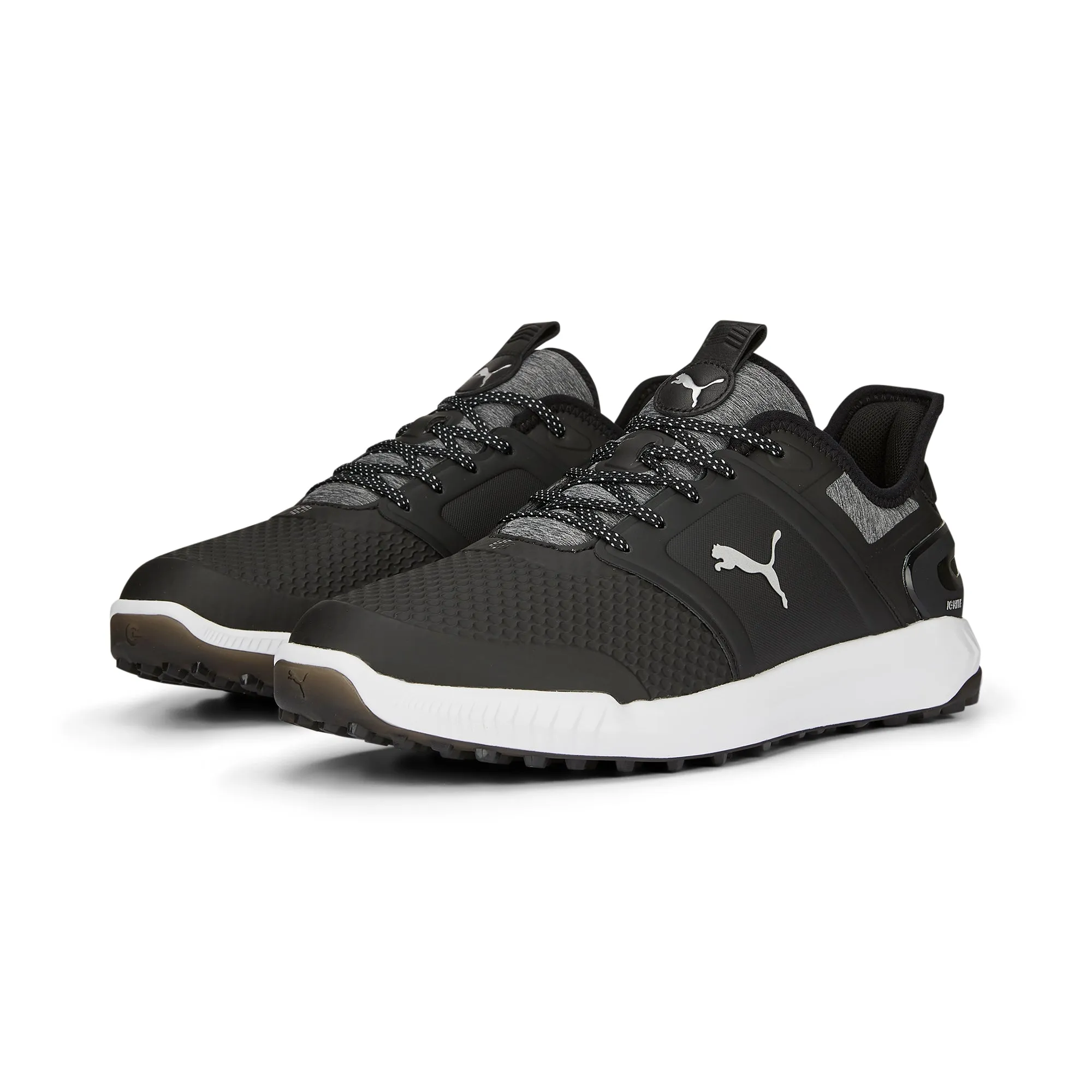 IGNITE ELEVATE Wide Spikeless Golf Shoes | Puma Black / Puma Silver