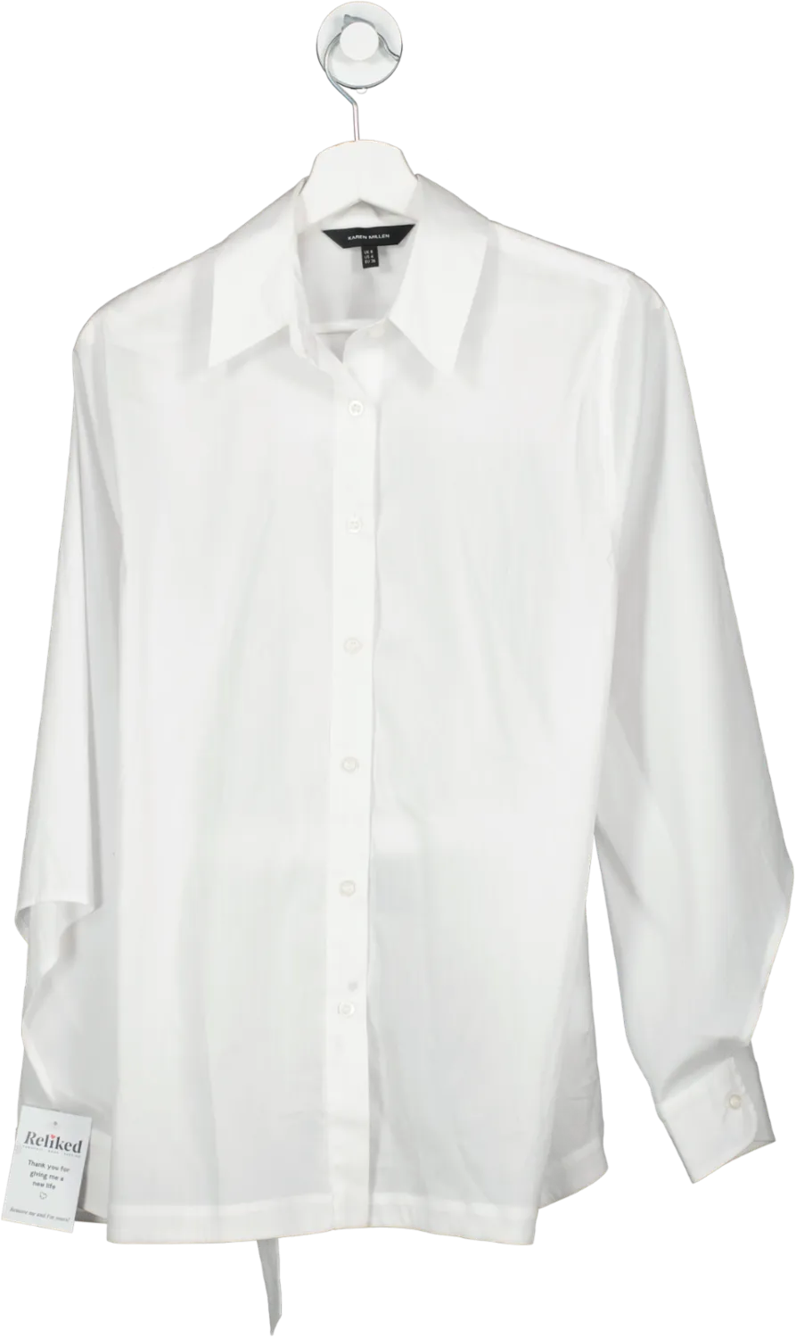 Karen Millen White Tailored Cut Out Detail Sleeve Asymmetric Shirt UK 8