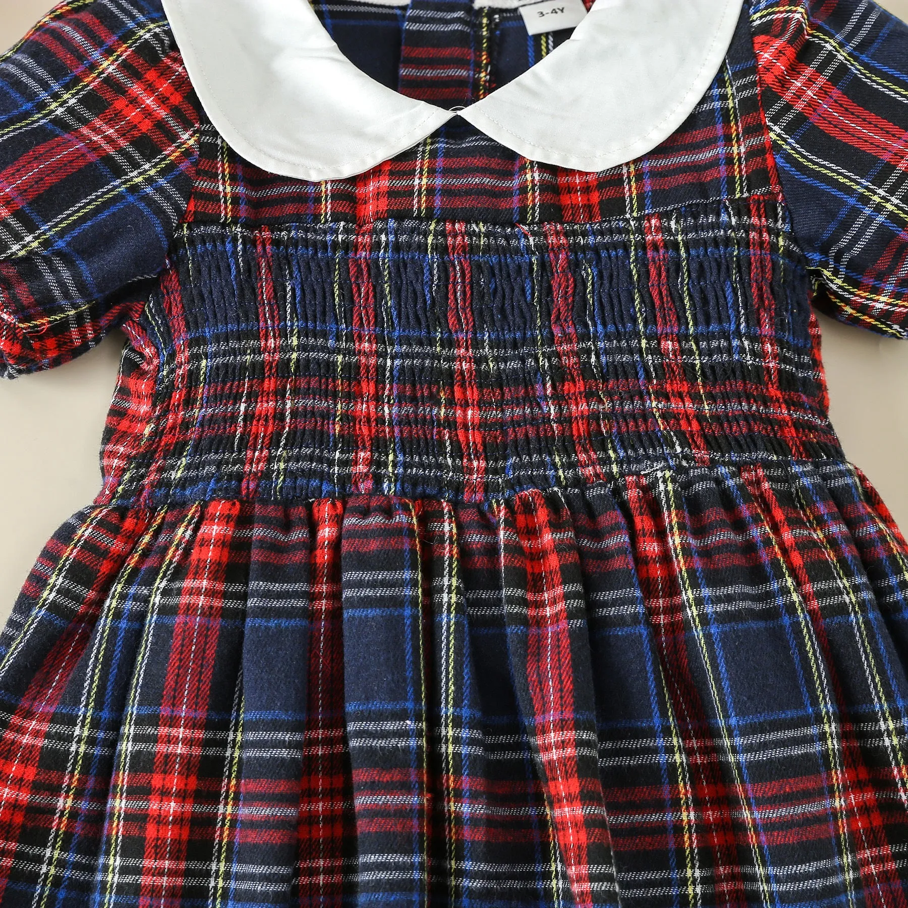 Kid Girls Color-blocking Checked Dresses Wholesale 24030146