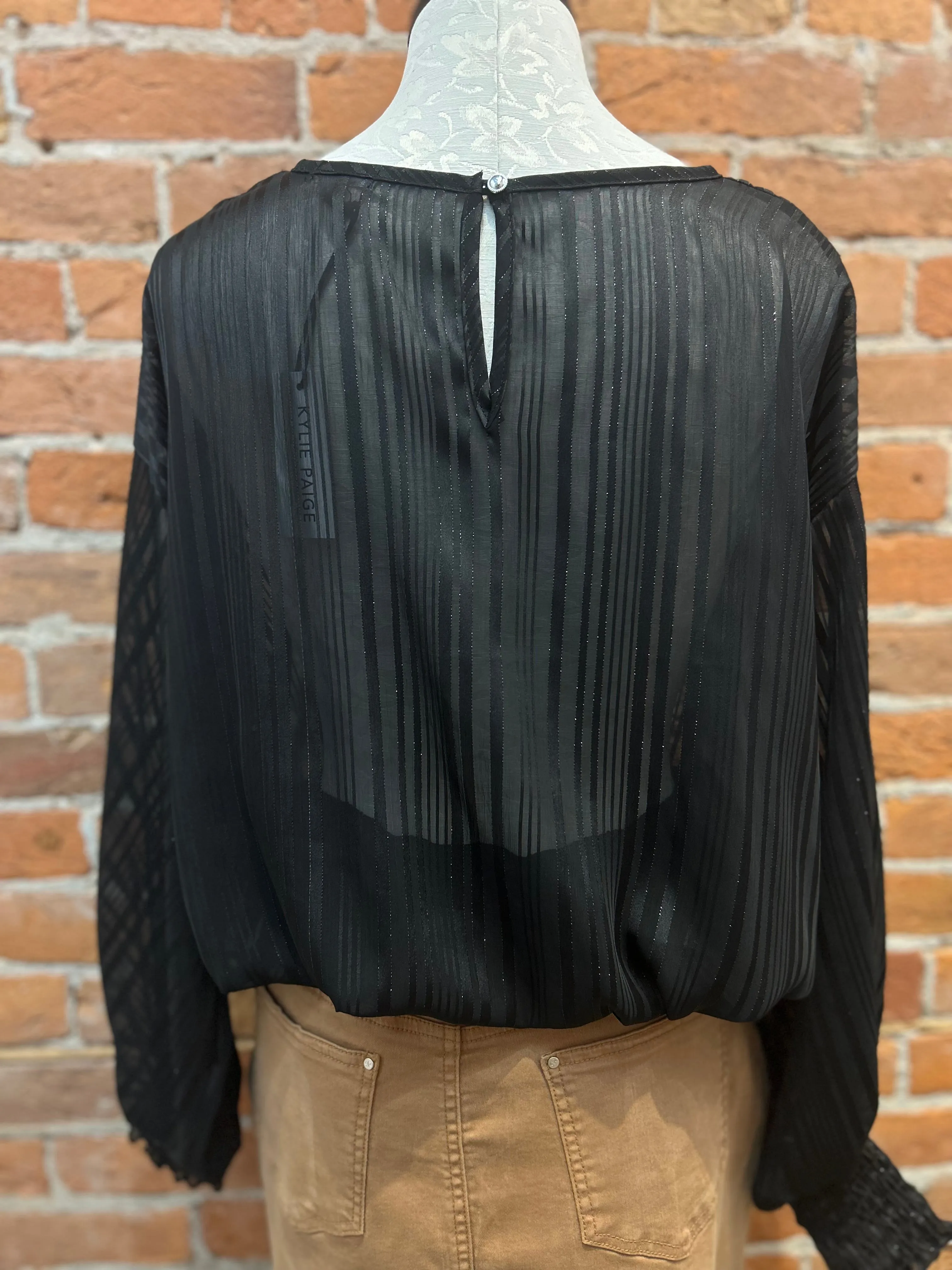 Kylie Paige Jayla shirt, sheer chiffon