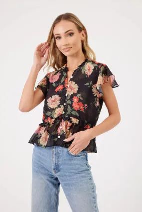 Kylie Paige Shelby shirt, chiffon floral