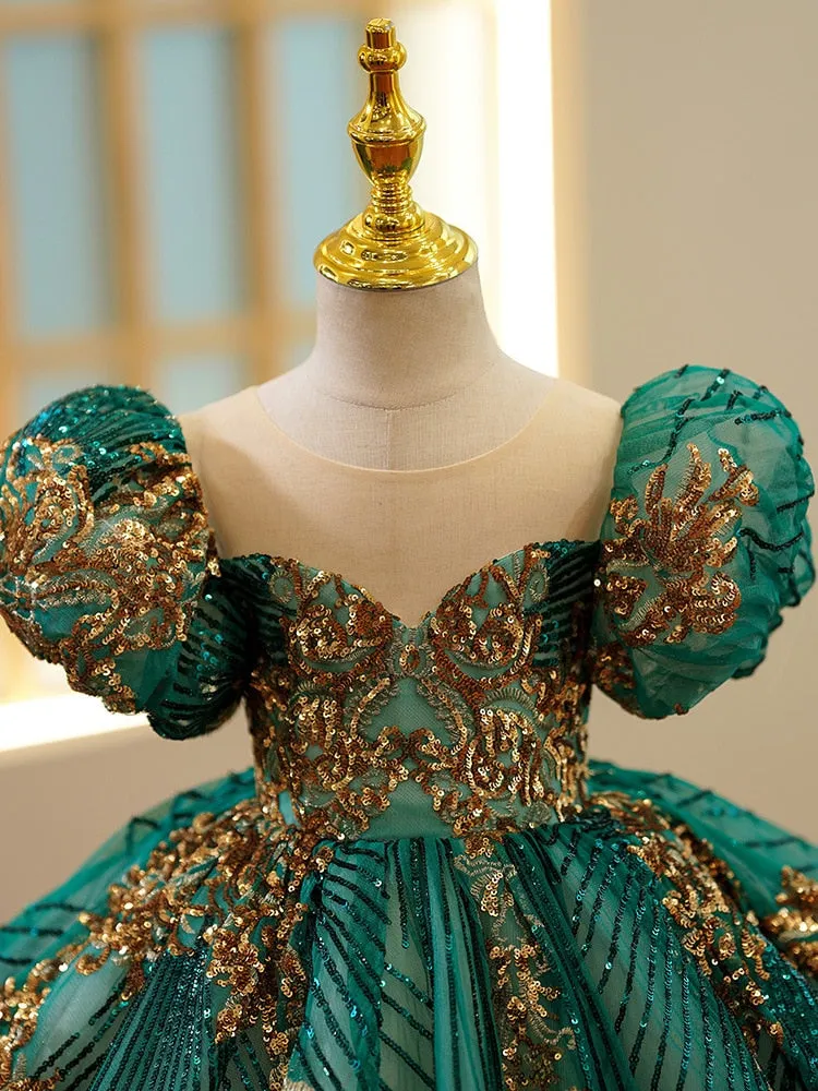 Luxury Green Gold Dresses