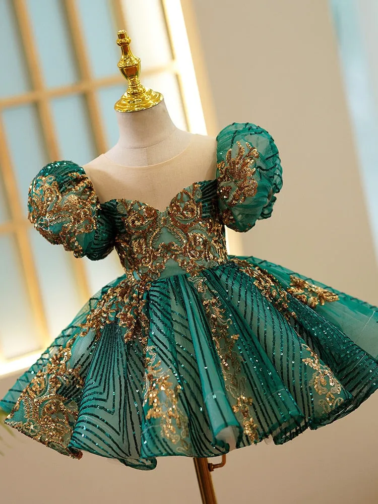 Luxury Green Gold Dresses