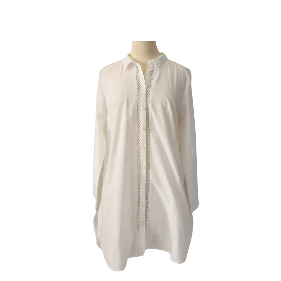 Marks & Spencer White Cut-out Trim Collared Shirt | Gently Used |