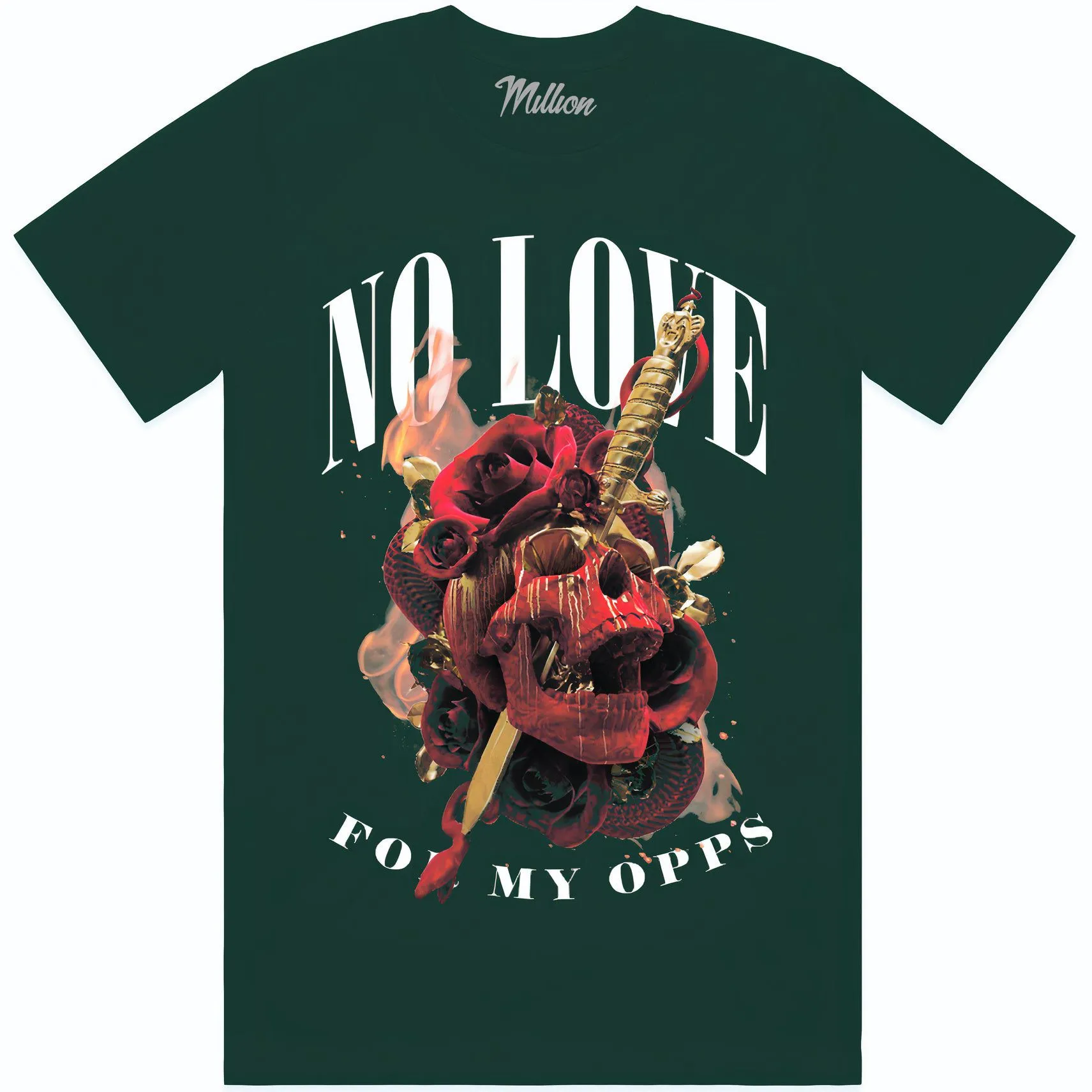 NO LOVE FOR OPPS : Hunter Green Sneaker Tees Shirt