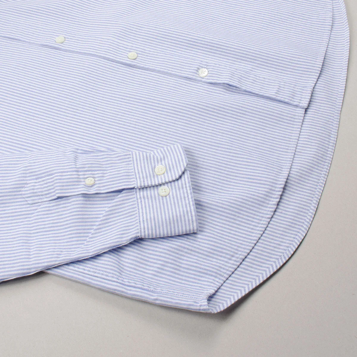 Norse Projects - Hans Collarless Oxford Shirt - Blue Stripe