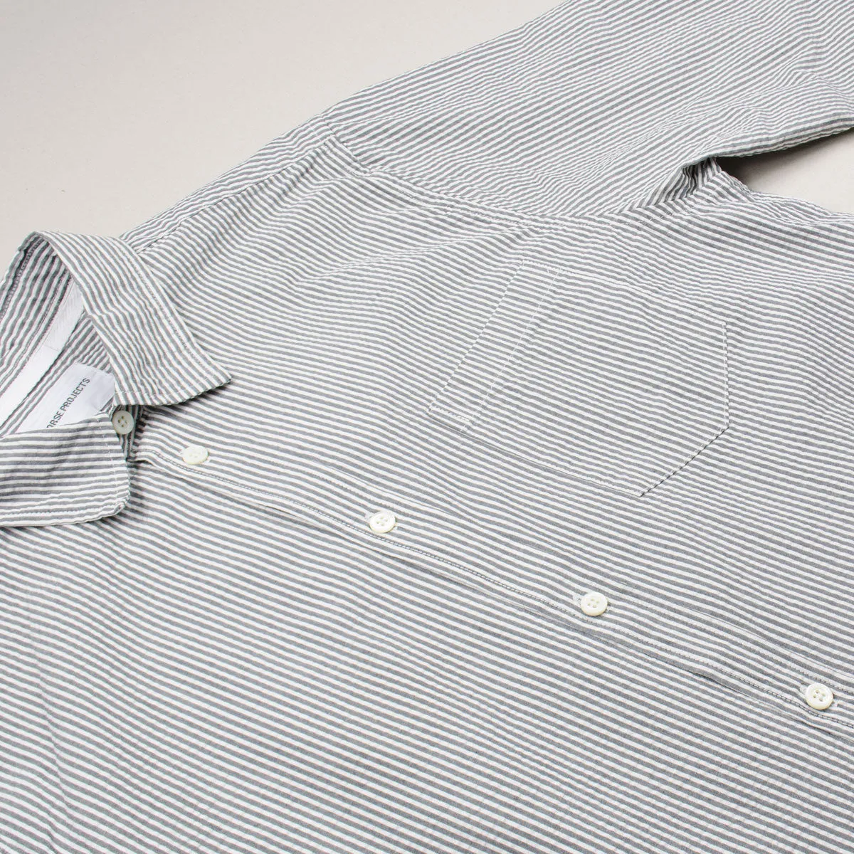 Norse Projects - Osvald Seersucker Shirt - Navy Stripe