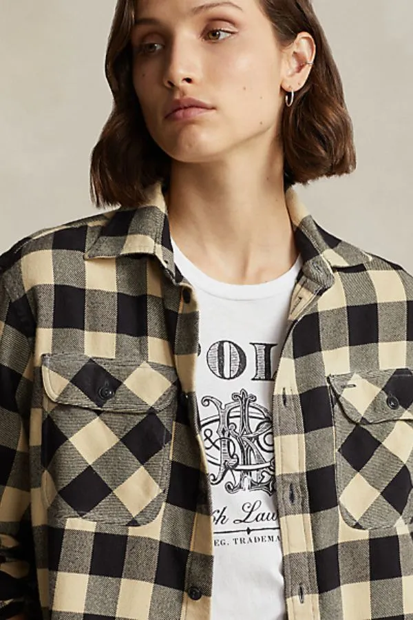 Oversized Plaid Cotton Utility Shirt