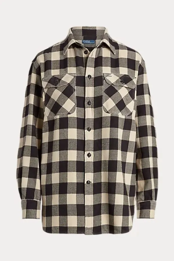 Oversized Plaid Cotton Utility Shirt