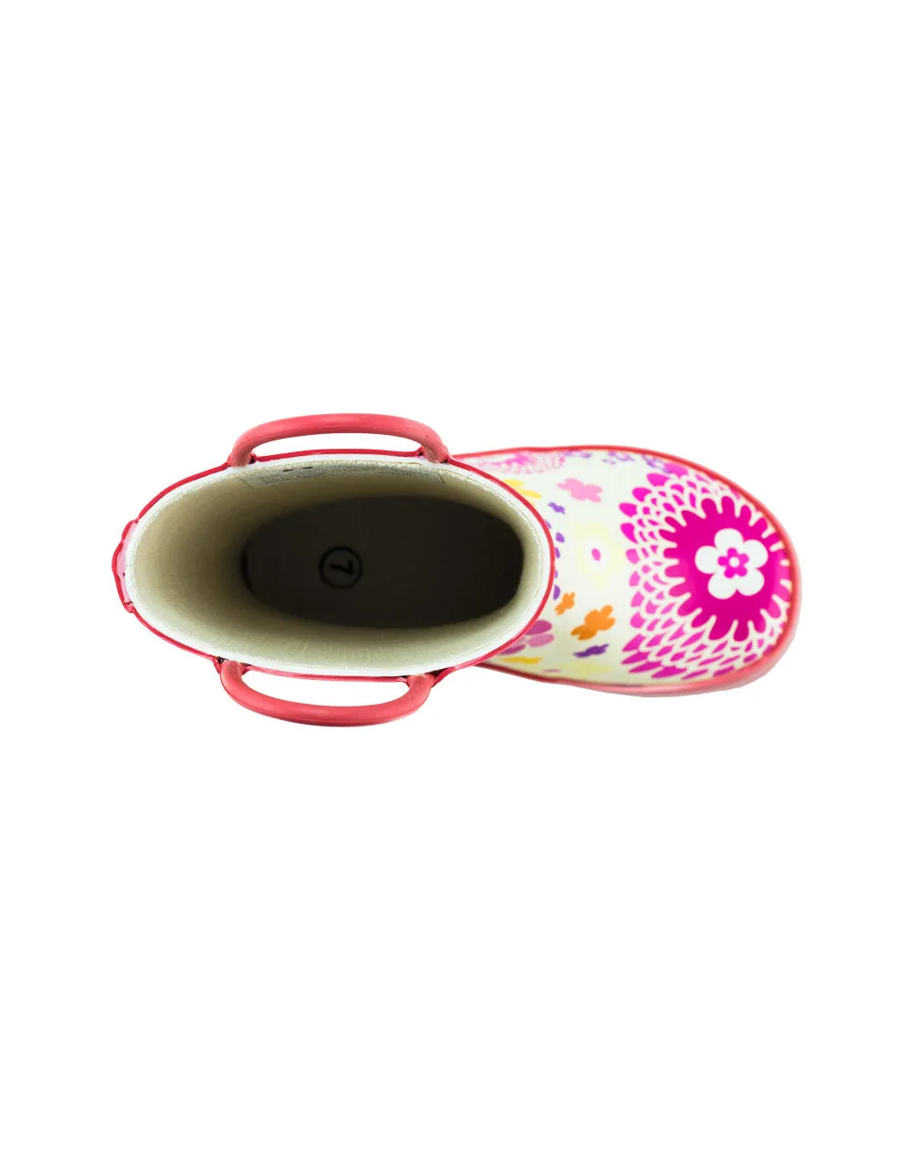 Pink Flowers Loop Handle Rubber Boots