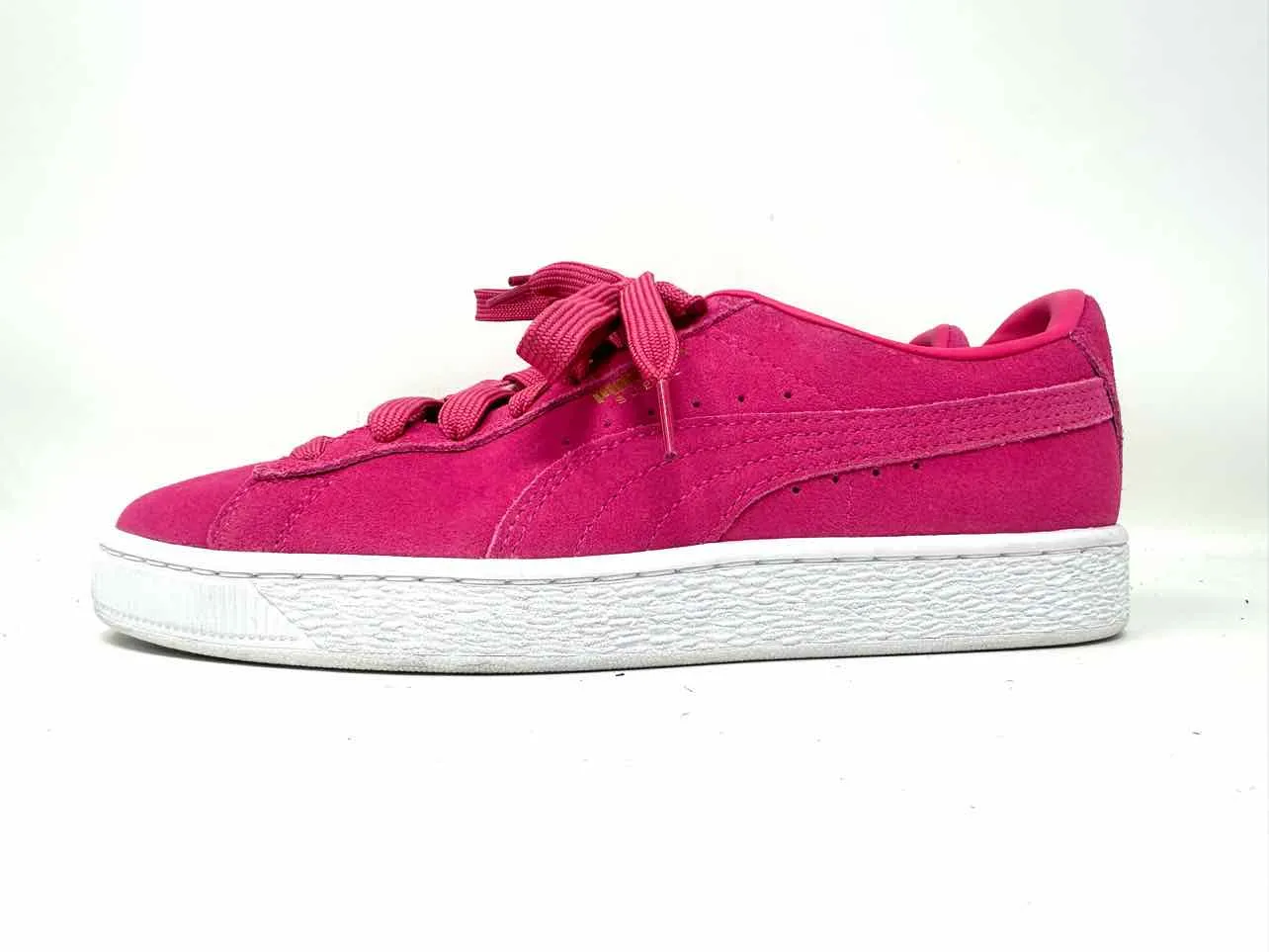 Puma Size 8 Pink Lace-Up Suede Shoes Sneakers