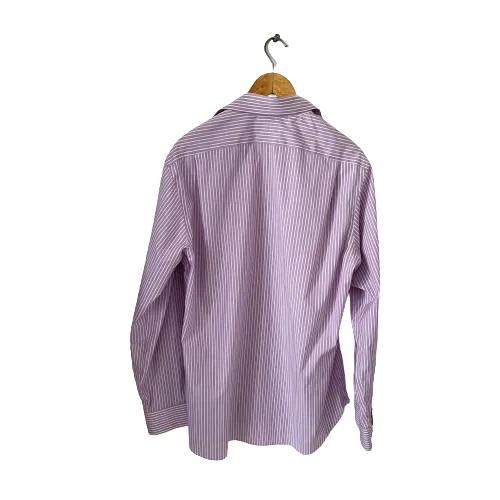 Ralph Lauren Purple And White Striped Collared Men's Shirt | Gently Used |