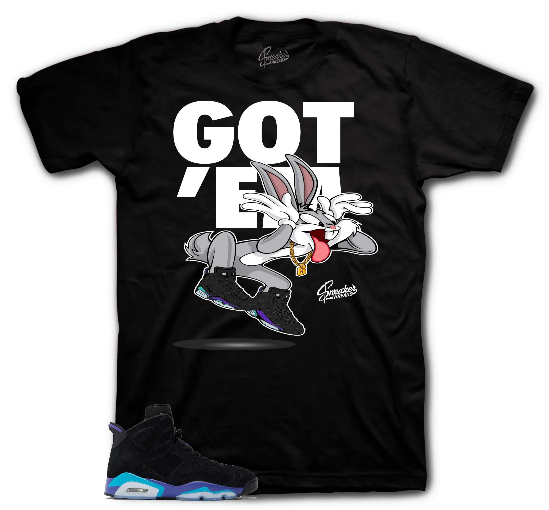 Retro 6 Aqua Shirt - Copped Em - Black