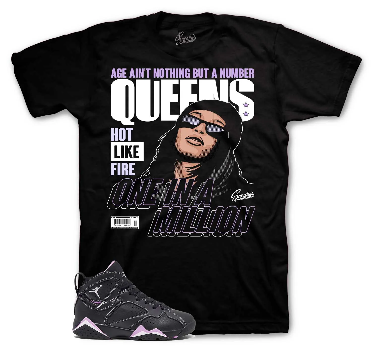 Retro 7 Barely Grape Shirt - Queens - Black