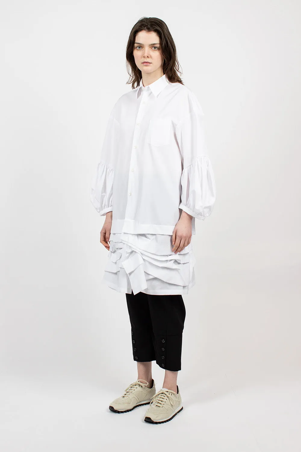 Ruffle Shirt Dress White