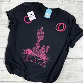 Stand Tall Cactus Signature Tee Hot Pink