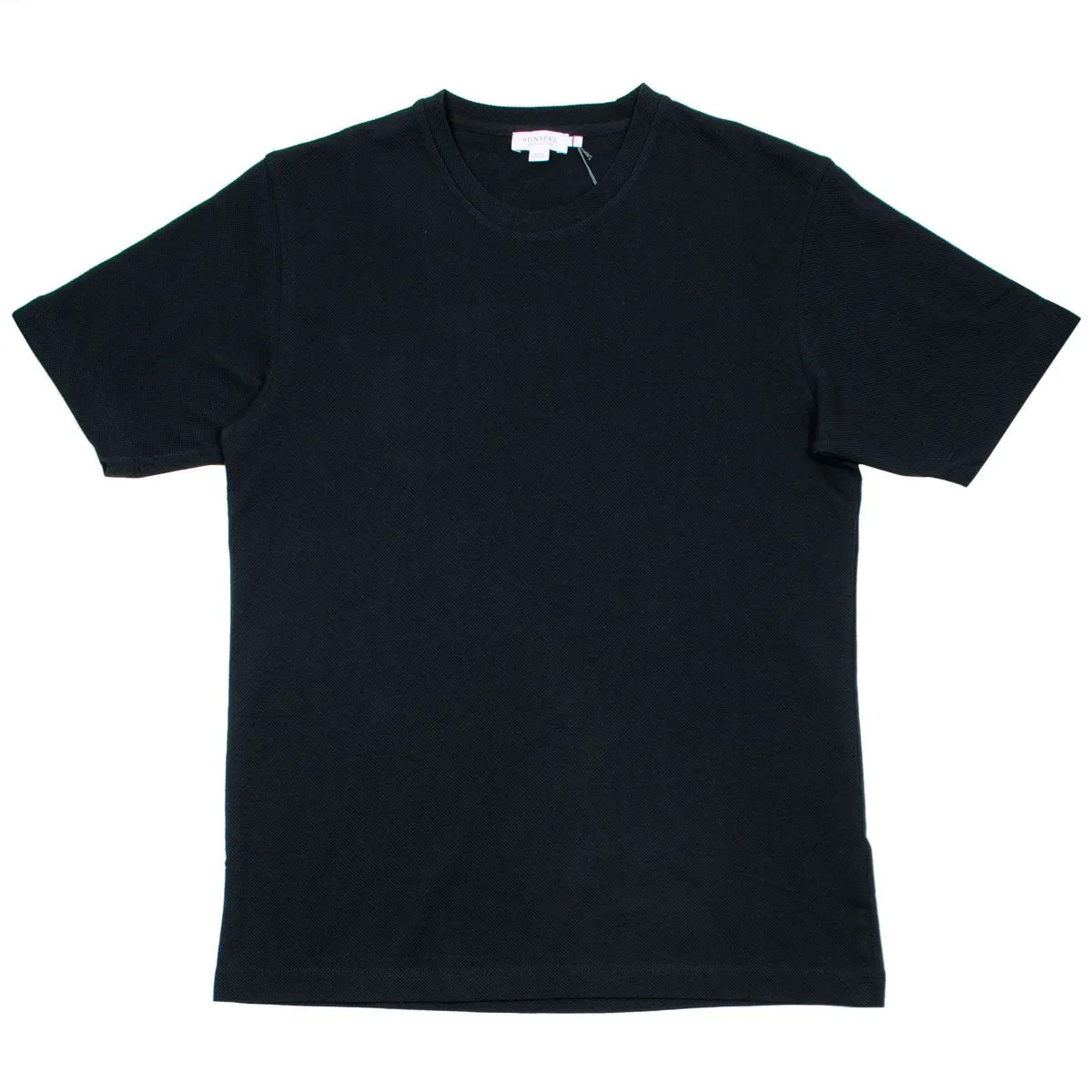 Sunspel - Short Sleeve Riviera Mesh Crew Neck T-shirt - Black