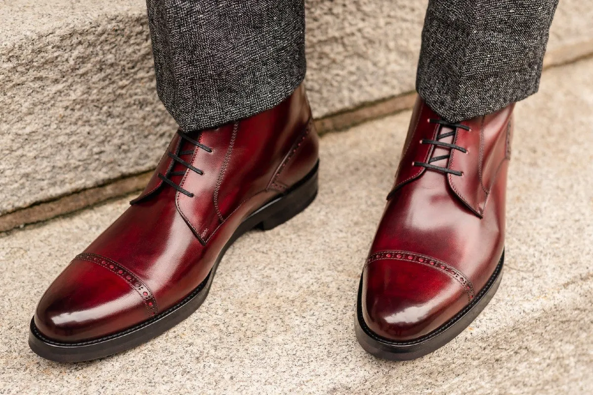 The Presley Lace-Up Boot - Oxblood - Rubber Sole