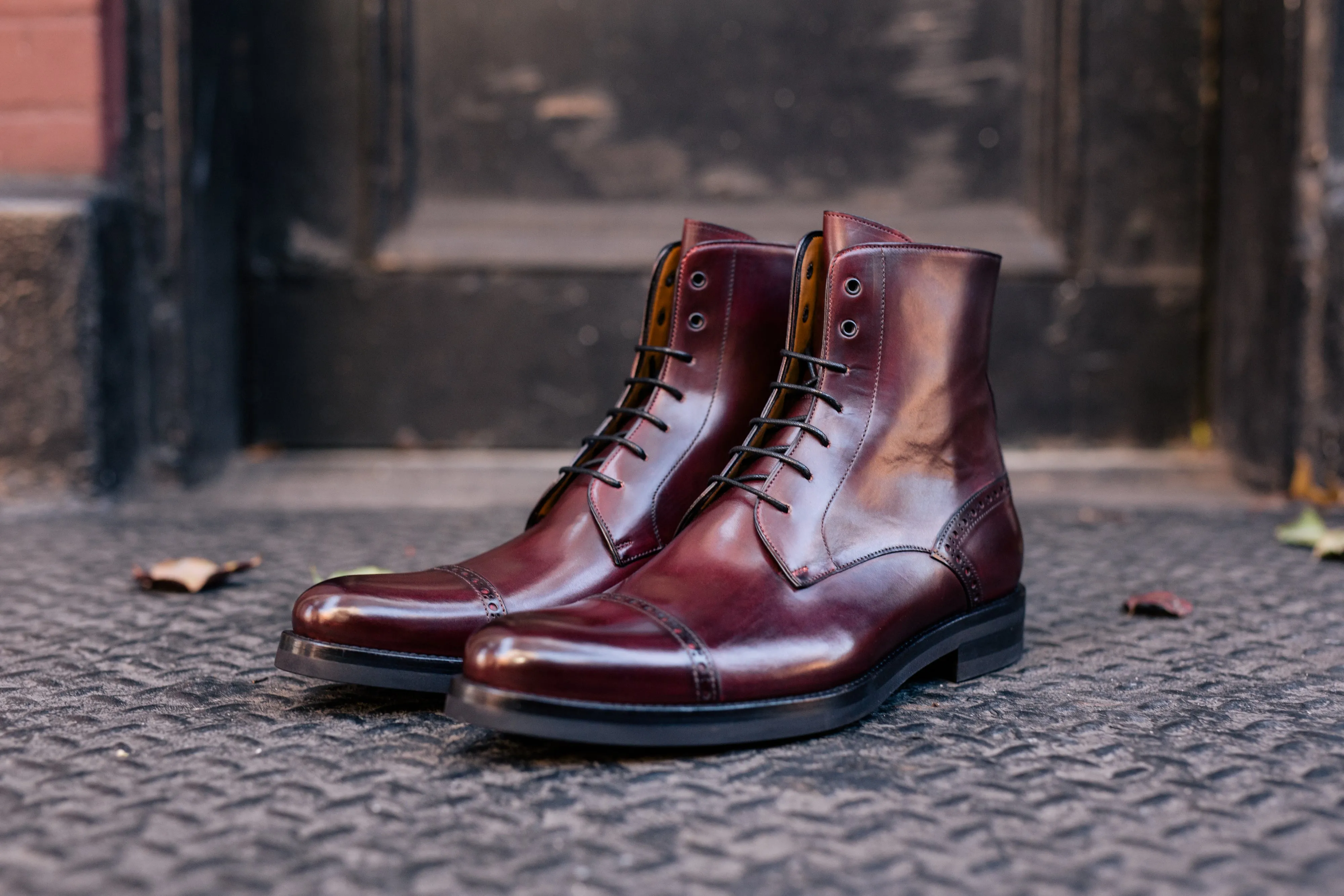 The Presley Lace-Up Boot - Oxblood - Rubber Sole