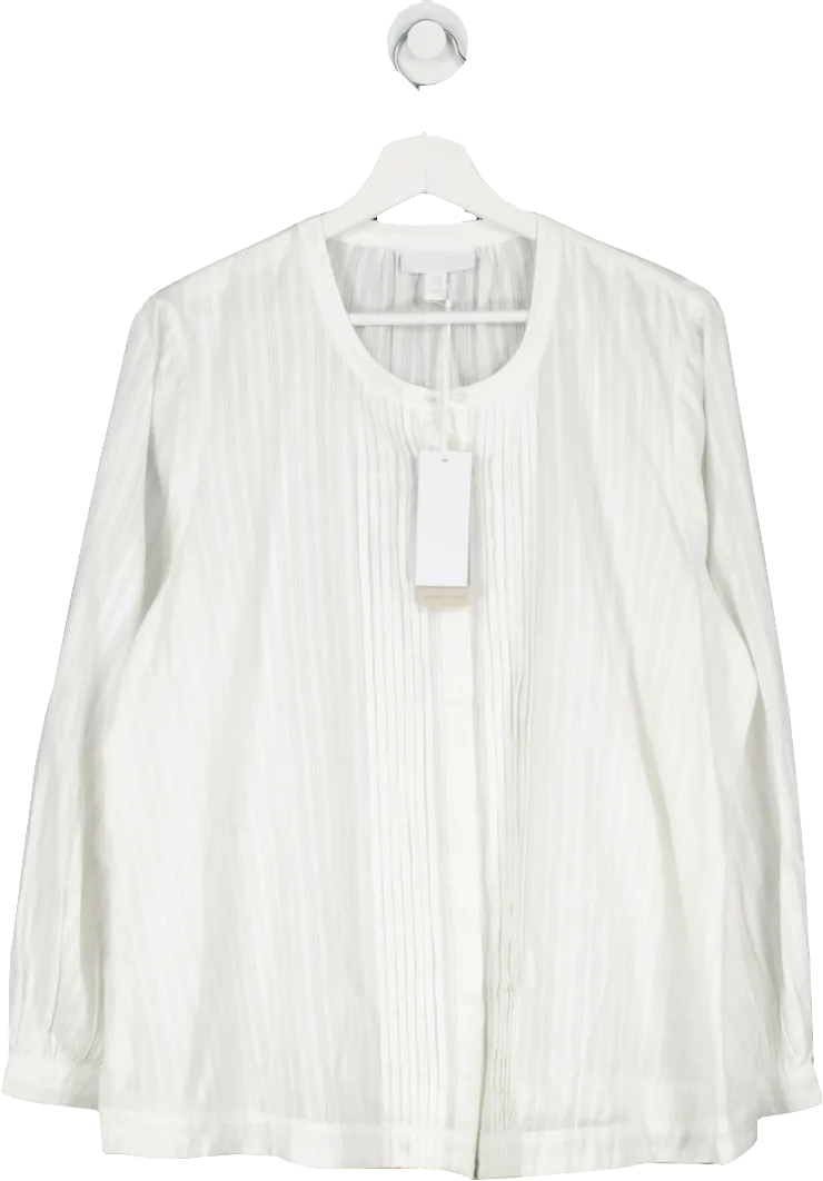 The White Company White Organic Cotton Pintuck Shirt UK 14